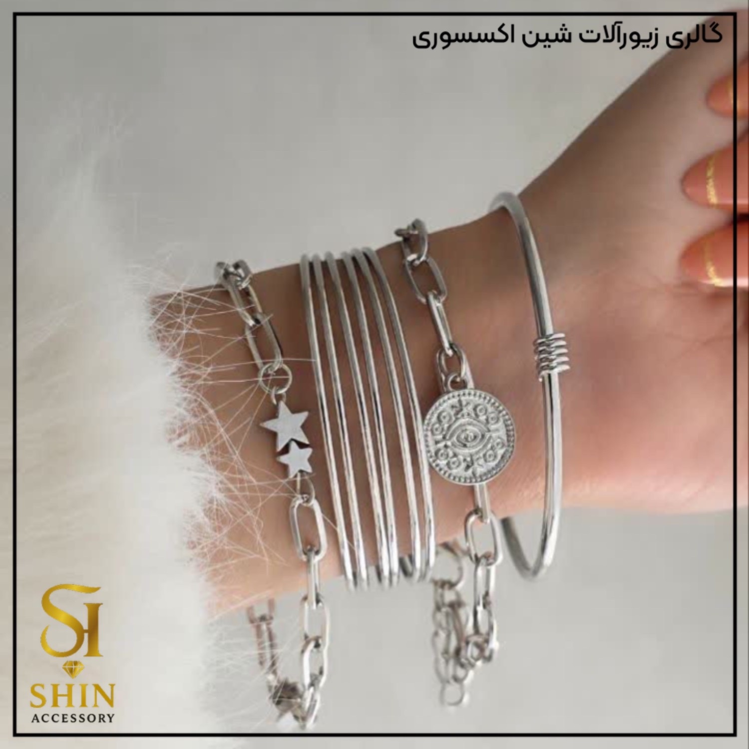 پک بنگل زنانه آبکاری نقره کد bz09