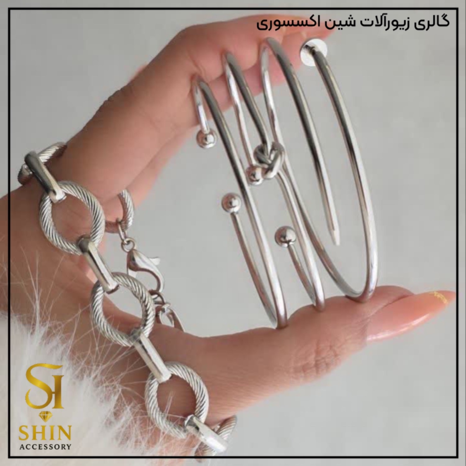 پک بنگل زنانه آبکاری نقره کد bz010