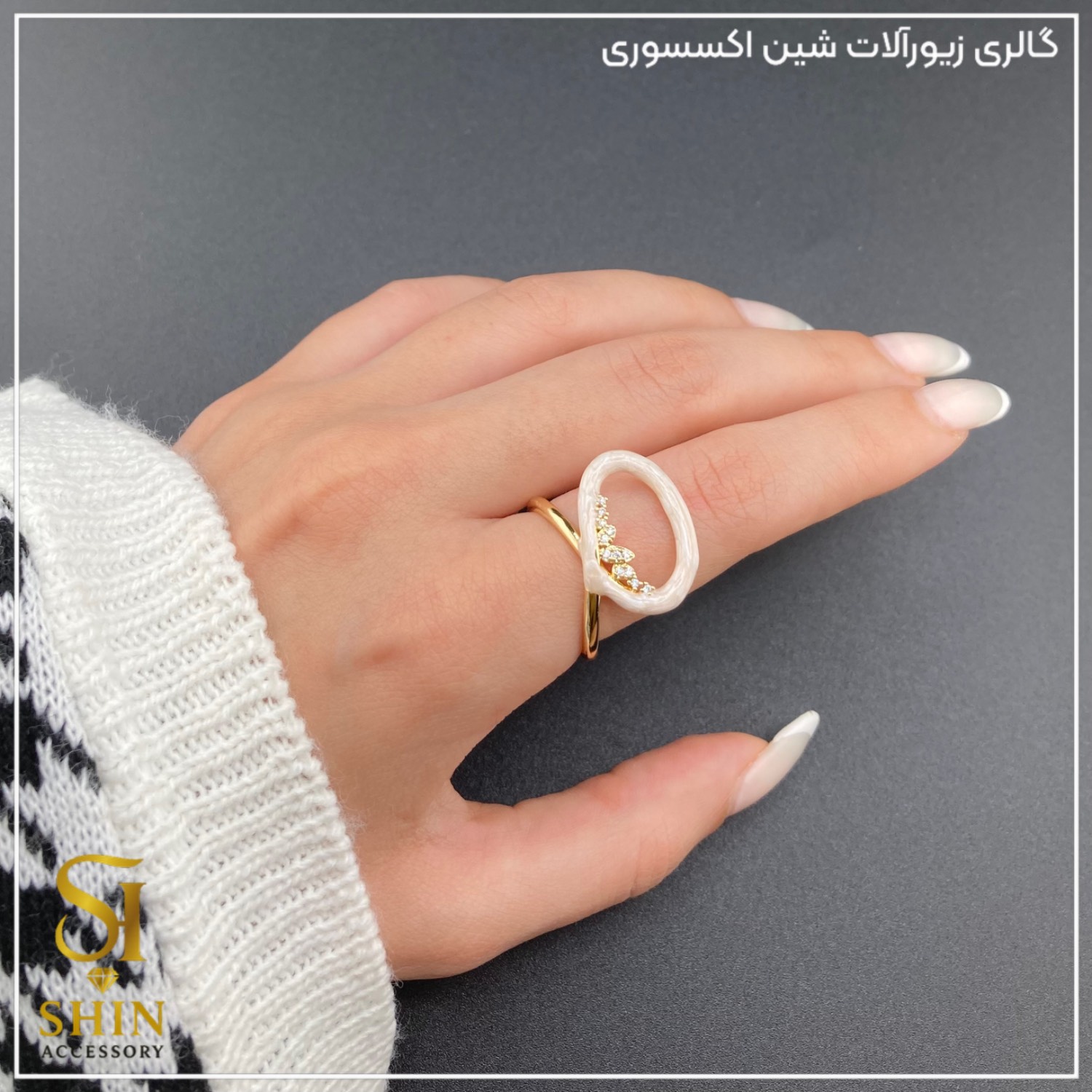 انگشتر زنانه مینا کاری شده / ابکاری نقره کد azm06