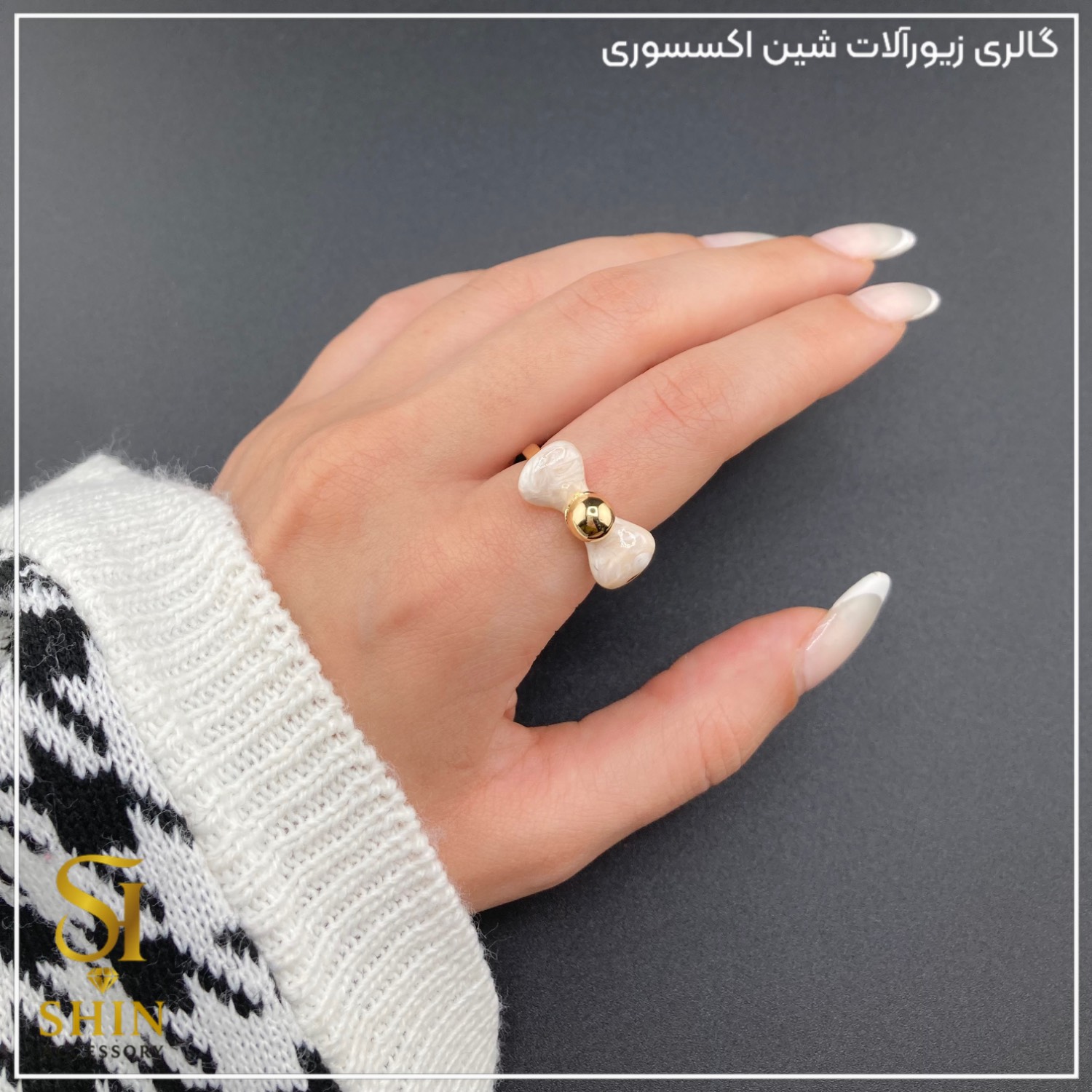 انگشتر زنانه مینا کاری شده / ابکاری نقره کد azm07